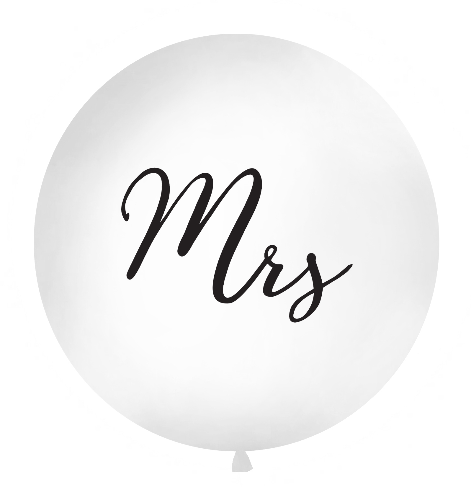 Baltas Mrs balionas su juodu užrašu